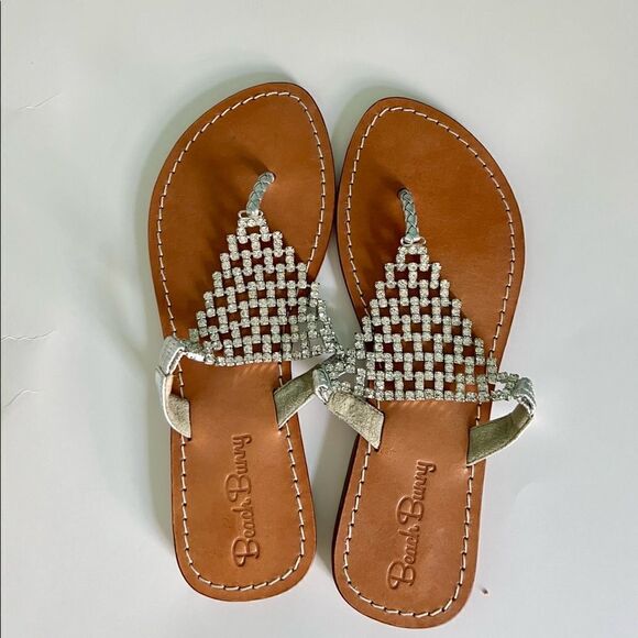 Beach Bunny Rare and unique Leather Rhinestone Slip-on. - Picture 1 of 10